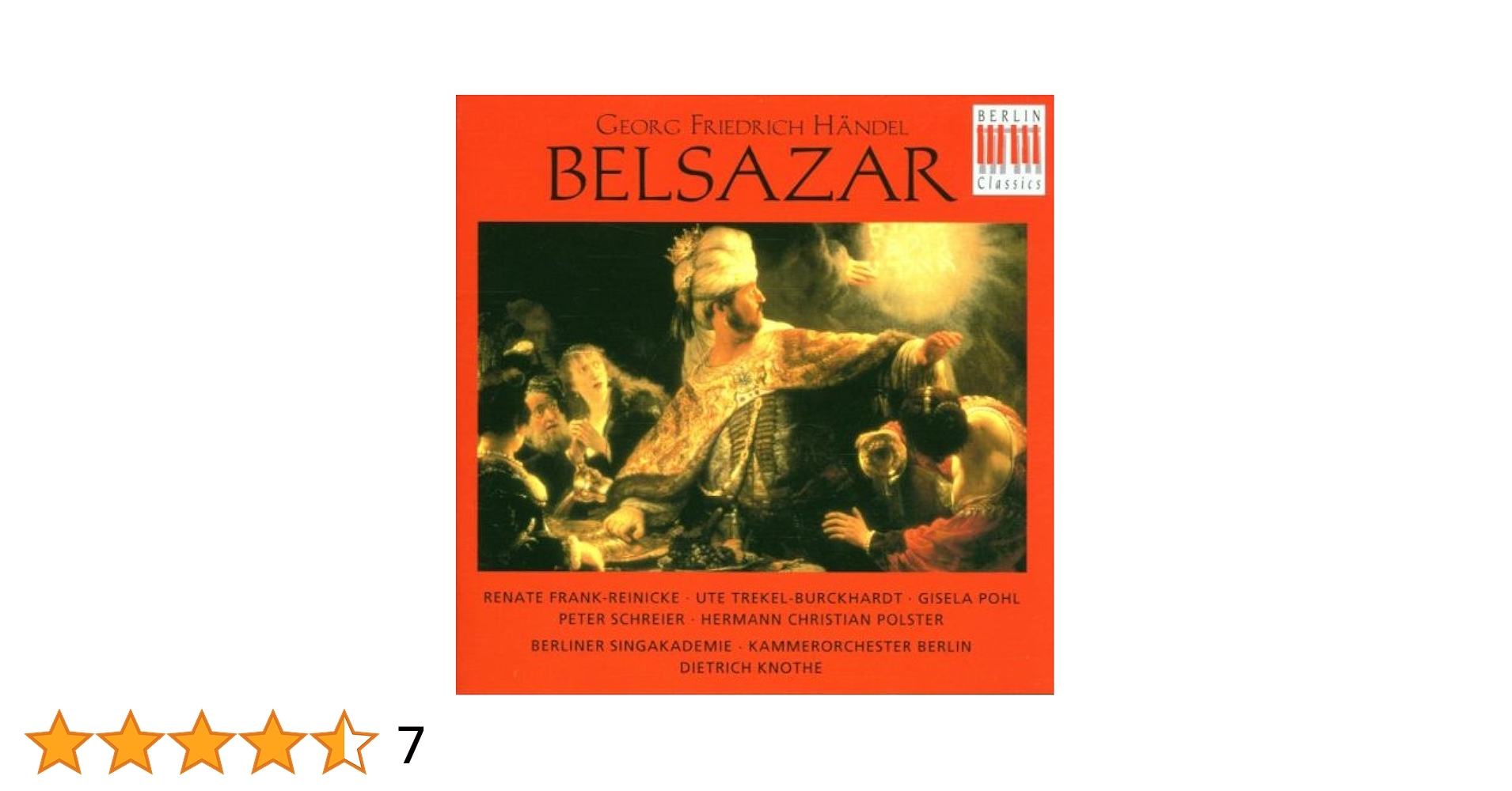 未開封　Georg Friedrich Händel BELSAZAR CD George Frideric Handel, Dietrich Knothe, Peter Schreier